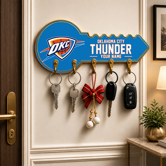[HOT DEAL] NEW CUSTOMIZED NBA01 OCT OKLAHOMA CITY THUNDERWALL KEY HOLDER FOR HOME