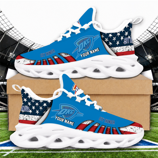 LIMITED EDITION - NEW CUSTOMIZED NBA01 OCT OKLAHOMA CITY THUNDER PREMIUM CLUNKY SNEAKERS