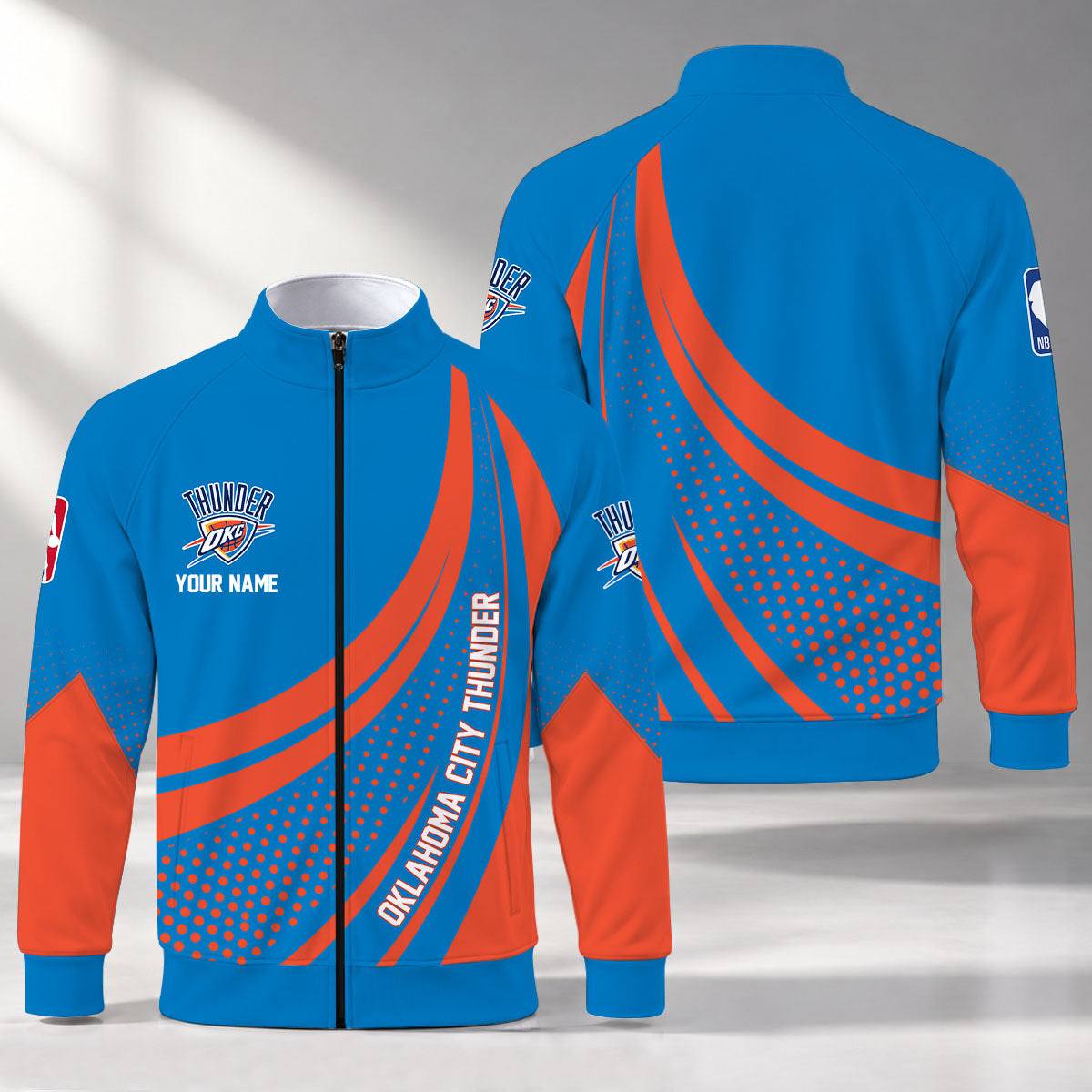 [HOT DEAL] NEW CUSTOMIZED NBA01 OCT OKLAHOMA CITY THUNDER STAND COLLAR JACKET