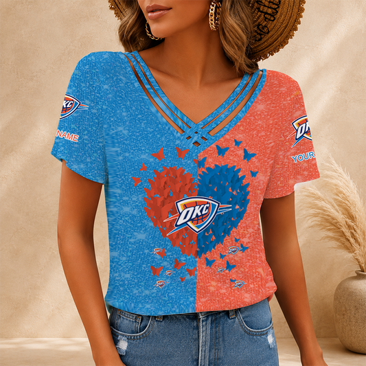 [HOT DEAL] NEW CUSTOMIZED NBA01 OCT OKLAHOMA CITY THUNDER V-NECK SHIRT