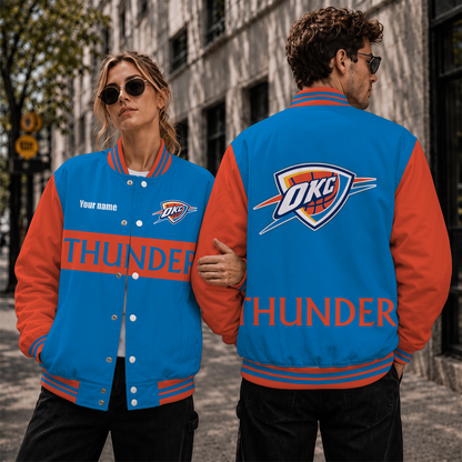 [HOT DEAL] NEW CUSTOMIZED NBA01 OCT OKLAHOMA CITY THUNDER BASEBALL JACKET, SATIN VARSITY JACKET
