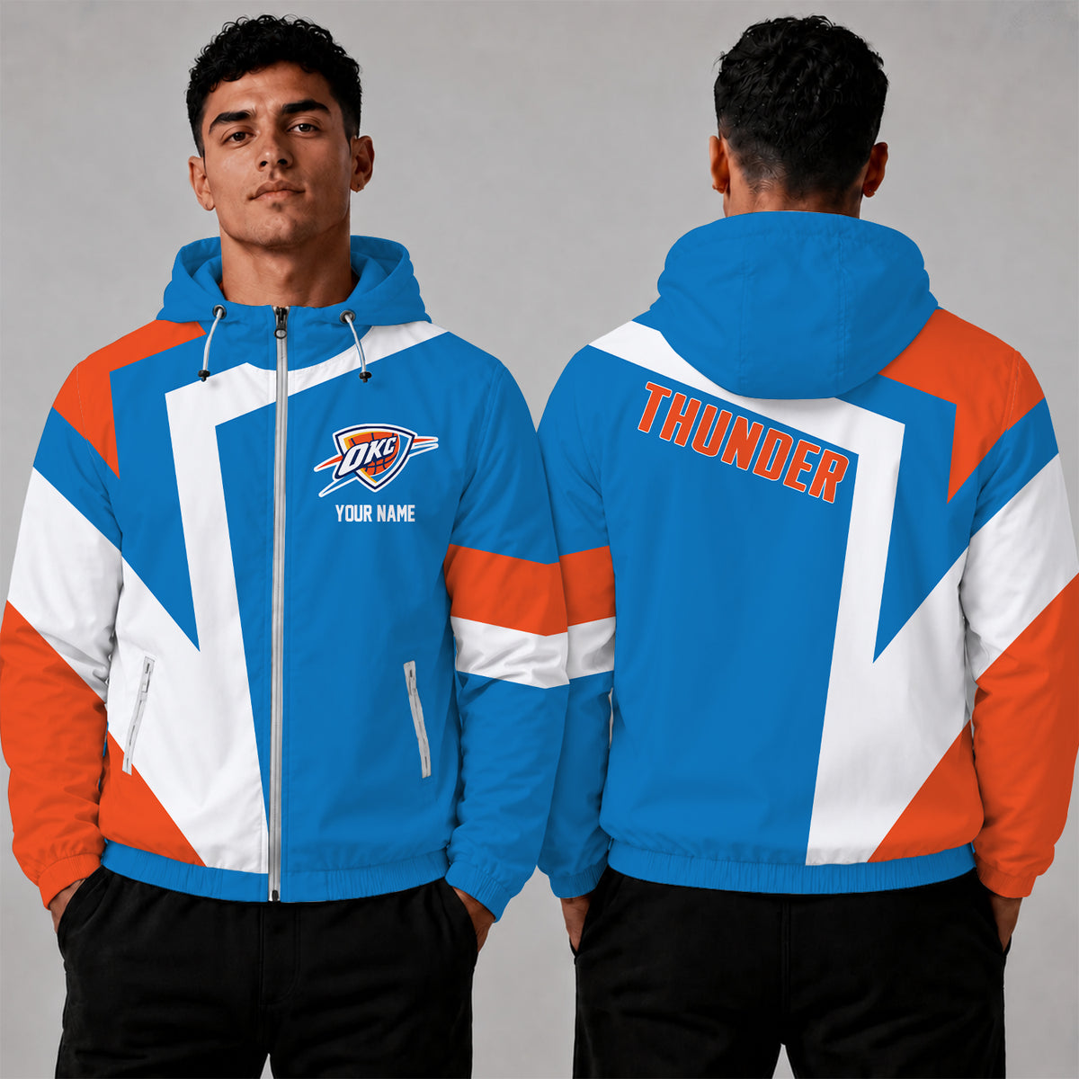 [HOT DEAL] NEW CUSTOMIZED NBA01 OCT OKLAHOMA CITY THUNDER WINDBREAKER JACKET