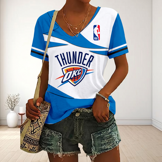 [HOT DEAL] NEW CUSTOMIZED NBA01 OCT OKLAHOMA CITY THUNDER V-NECK FEMALE SHIRT