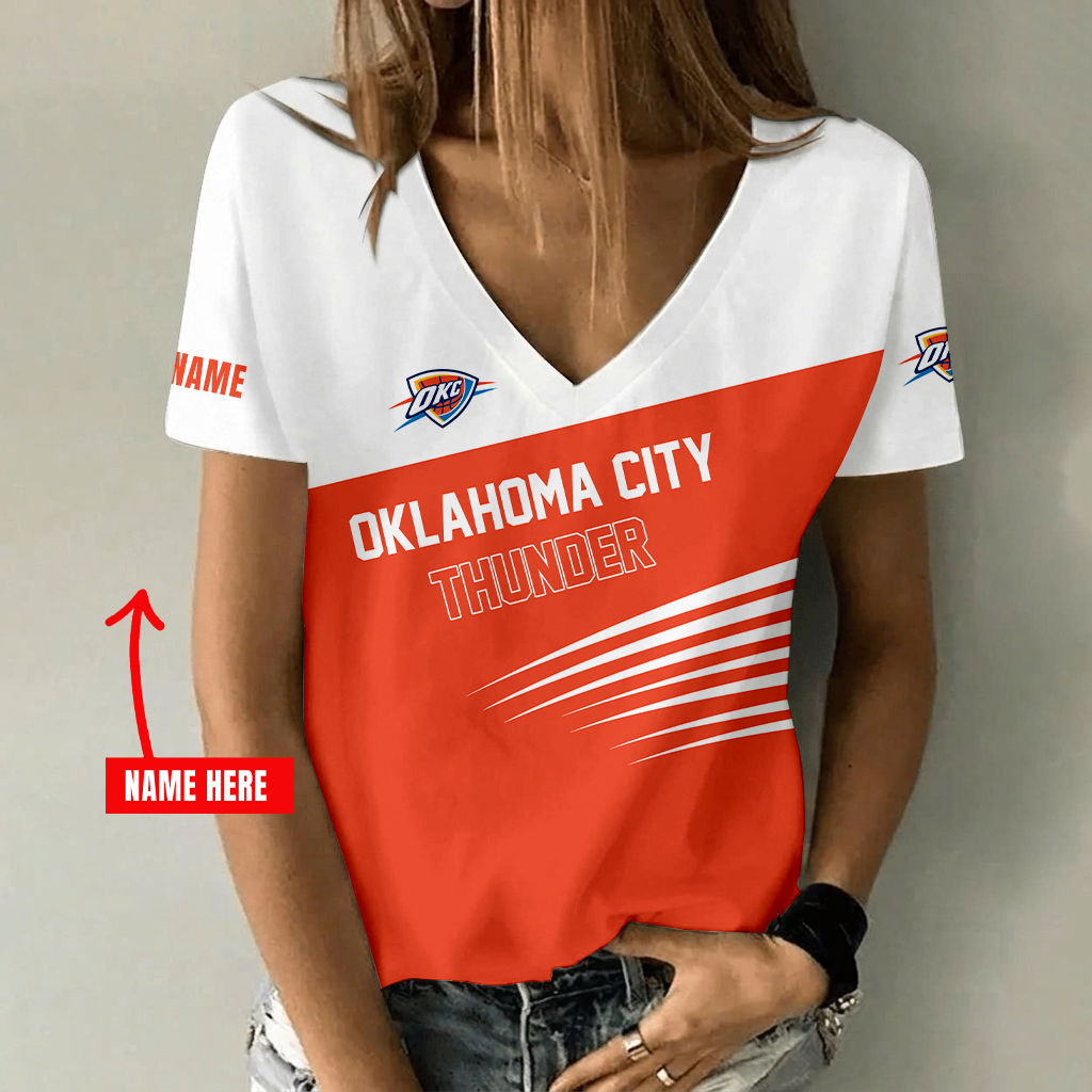[HOT DEAL] NEW CUSTOMIZED NBA01 OCT OKLAHOMA CITY THUNDER V-NECK FEMALE SHIRT