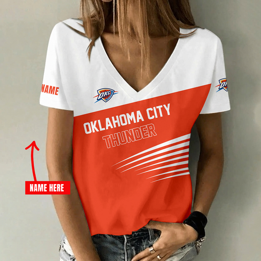 [HOT DEAL] NEW CUSTOMIZED NBA01 OCT OKLAHOMA CITY THUNDER V-NECK FEMALE SHIRT