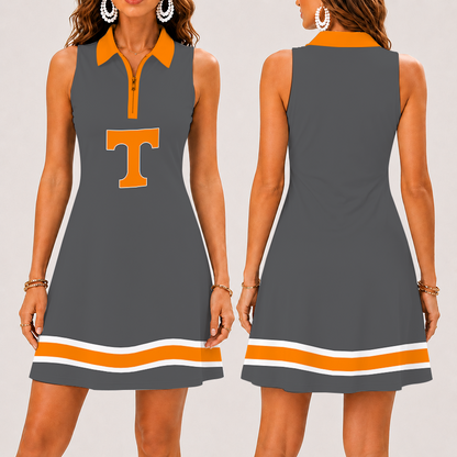 [FAN FAVORITE] NEW CUSTOMIZED NCAA FBS01 TNV TENNESSEE VOLUNTEERS WOMEN'S ZIP SLEEVELESS POLO DRESS