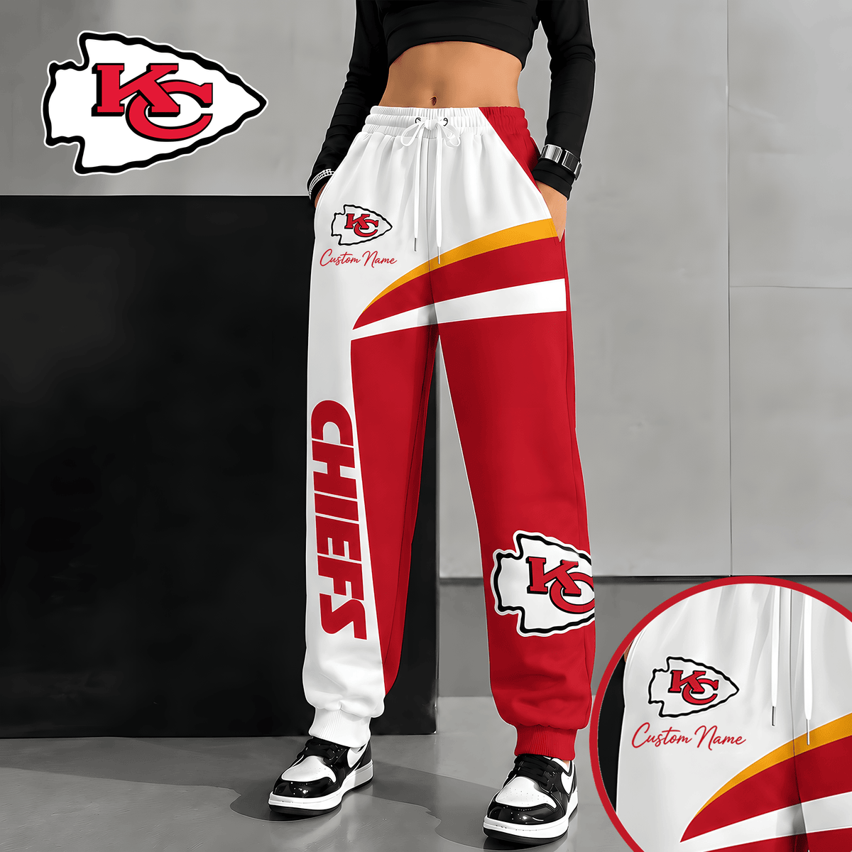 [SPECIAL OFFER] NEW CUSTOMIZED NFL01 KCC KANSAS CITY CHIEFS SWEATPANTS