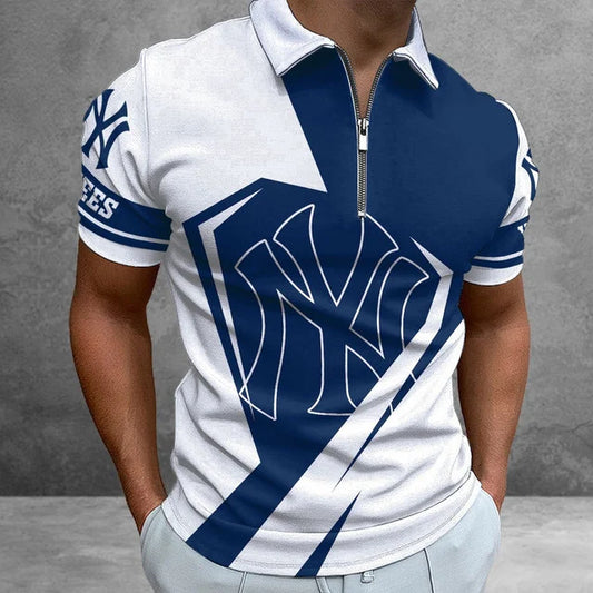 [FLASH SALE] NEW CUSTOMIZED MLB01 NYY NEW YORK YANKEES ZIP POLO SHIRT