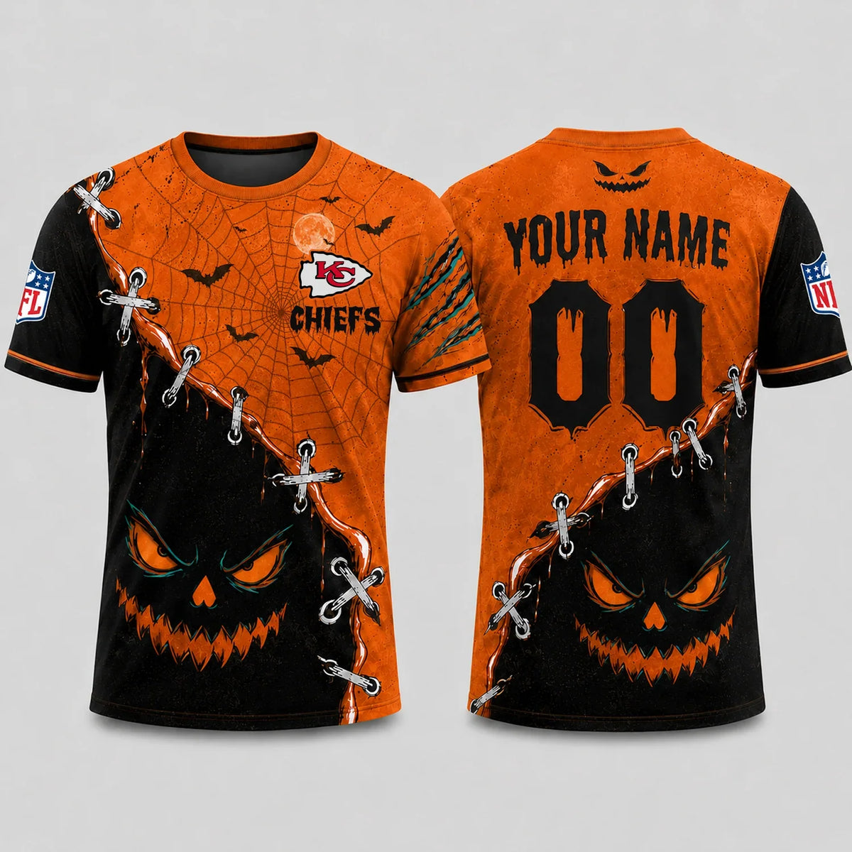 [SPECIAL OFFER] NEW CUSTOMIZED NFL01 KCC KANSAS CITY CHIEFS HALLOWEEN T-SHIRT, HOODIE & ZIP HOODIE