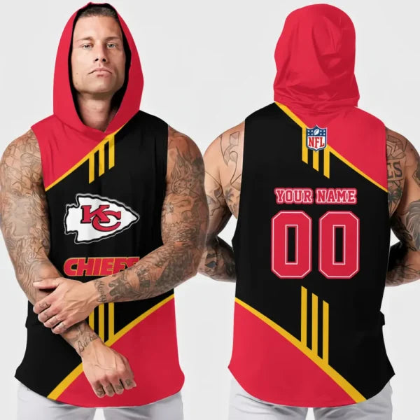 [SPECIAL OFFER] NEW CUSTOMIZED NFL01 KCC KANSAS CITY CHIEFS HOODED TANK TOP