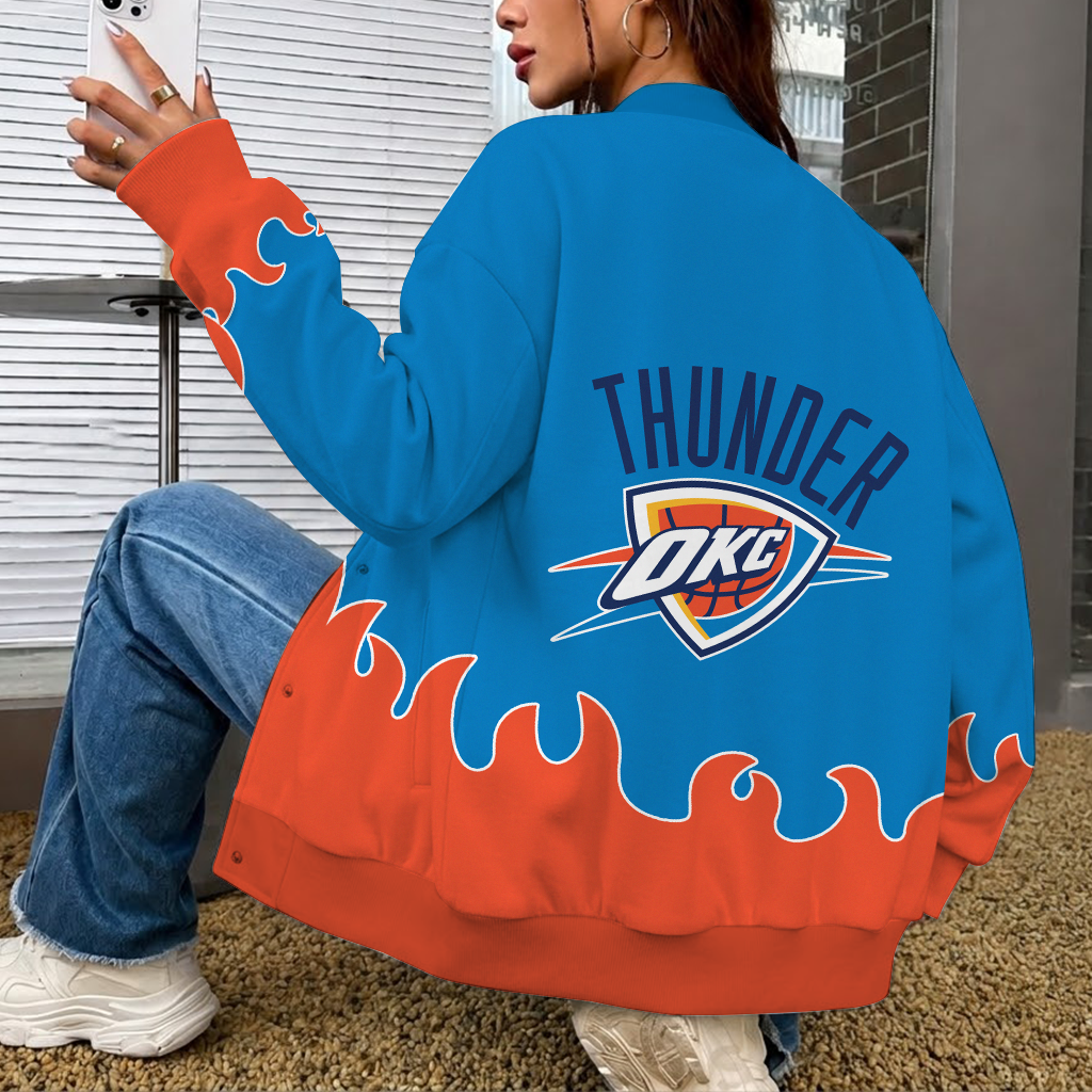 [HOT DEAL] NEW CUSTOMIZED NBA01 OCT OKLAHOMA CITY THUNDER BASEBALL JACKET, SATIN VARSITY JACKET