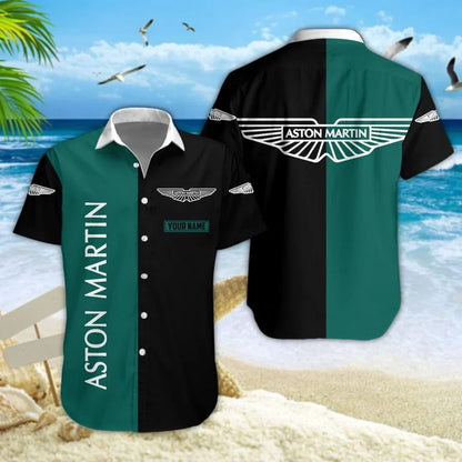 [FAN MUST-HAVE] NEW CUSTOMIZED F102 AMR ASTON MARTIN UNISEX HAWAIIAN SHIRT & SHORTS SET