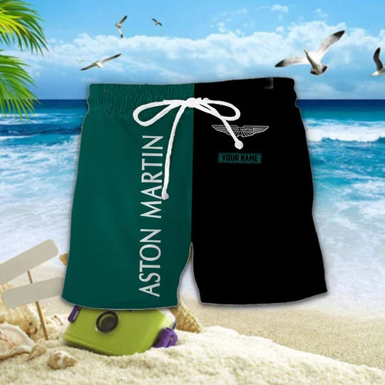 [FAN MUST-HAVE] NEW CUSTOMIZED F102 AMR ASTON MARTIN UNISEX HAWAIIAN SHIRT & SHORTS SET