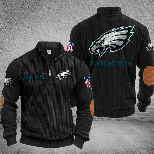 [SPECIAL OFFER] NEW CUSTOMIZED NFL02 PPE PHILADELPHIA EAGLES MULTICOLOR STRIPED QUATER ZIP SWEATSHIRT