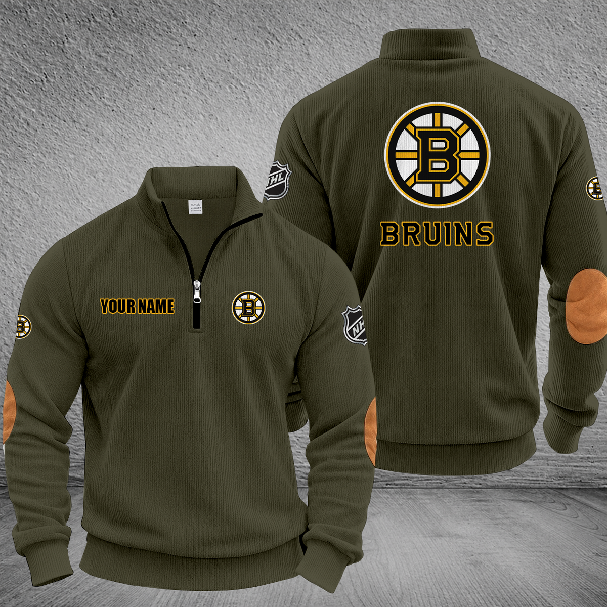 [SUPER SALE] NEW CUSTOMIZED NHL02 BTB BOSTON BRUINS MULTICOLOR STRIPED QUATER ZIP SWEATSHIRT