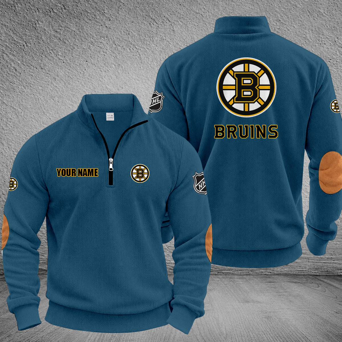 [SUPER SALE] NEW CUSTOMIZED NHL02 BTB BOSTON BRUINS MULTICOLOR STRIPED QUATER ZIP SWEATSHIRT