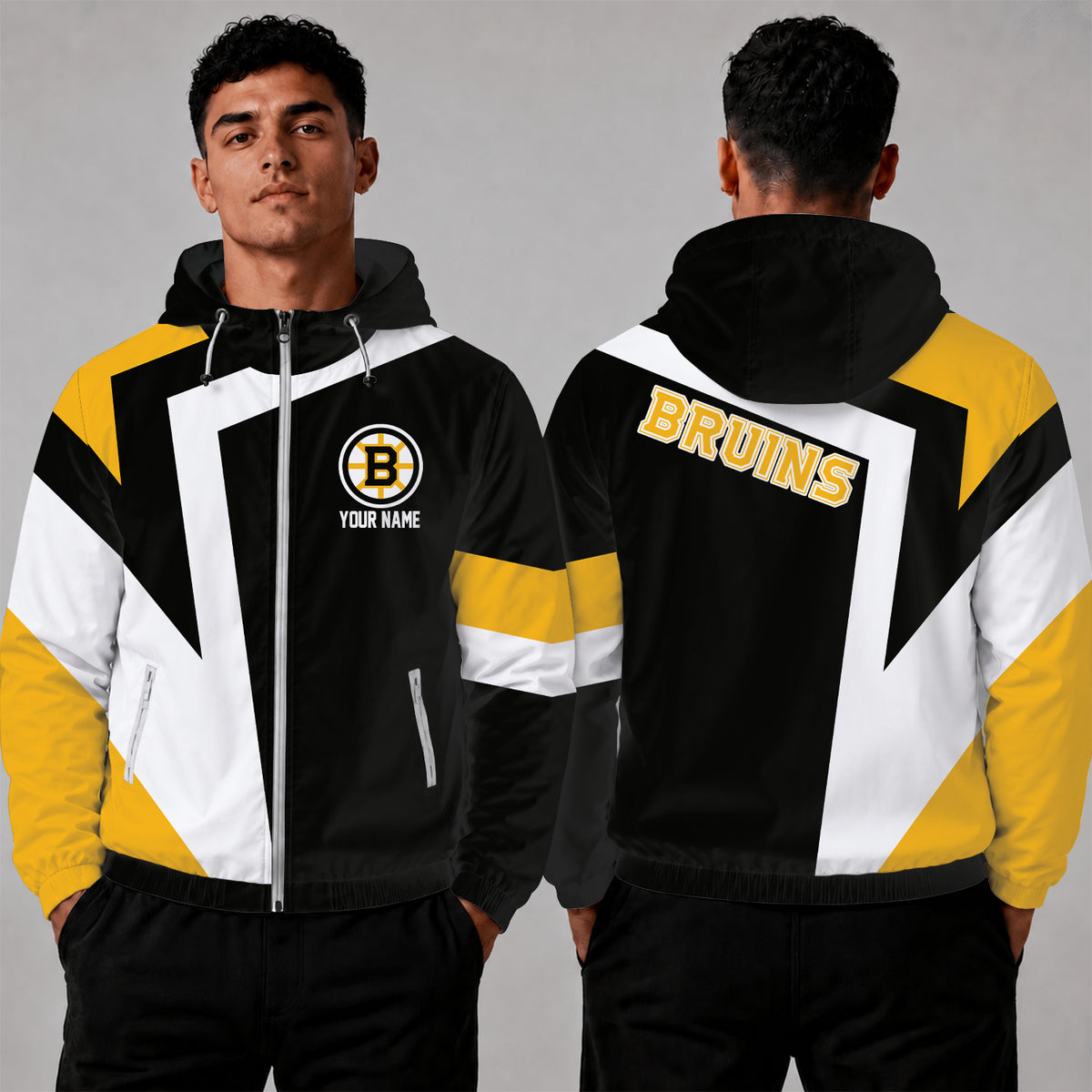 [SUPER SALE] NEW CUSTOMIZED NHL02 BTB BOSTON BRUINS WINDBREAKER JACKET