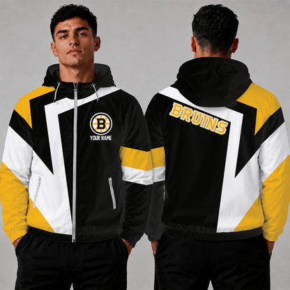 [SUPER SALE] NEW CUSTOMIZED NHL02 BTB BOSTON BRUINS WINDBREAKER JACKET