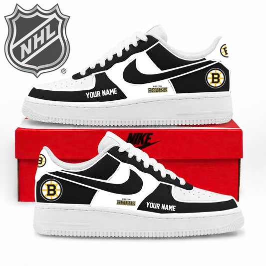 LIMITED EDITION - NEW CUSTOMIZED NHL02 BTB BOSTON BRUINS AF1 SHOES