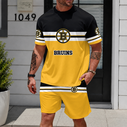 [SUPER SALE] NEW CUSTOMIZED NHL02 BTB BOSTON BRUINS UNISEX T-SHIRT & SHORTS SET