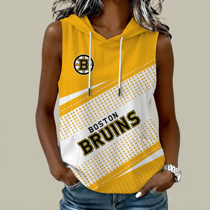 [SUPER SALE] NEW CUSTOMIZED NHL02 BTB BOSTON BRUINS WOMEN'S SLEEVELESS HOODED POCKET TANK TOP