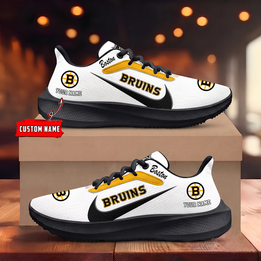 [SUPER SALE] NEW CUSTOMIZED NHL02 BTB BOSTON BRUINS ROAD RUNNING SHOES