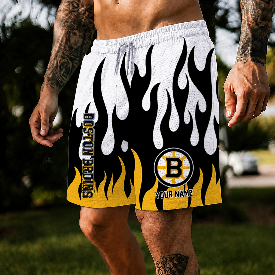 [SUPER SALE] NEW CUSTOMIZED NHL02 BTB BOSTON BRUINS SHORT PANTS