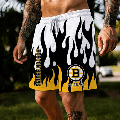 [SUPER SALE] NEW CUSTOMIZED NHL02 BTB BOSTON BRUINS SHORT PANTS