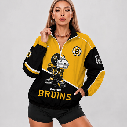 [SUPER SALE] NEW CUSTOMIZED NHL02 BTB BOSTON BRUINS V-NECK ZIPPER SWEATSHIRT JACKET