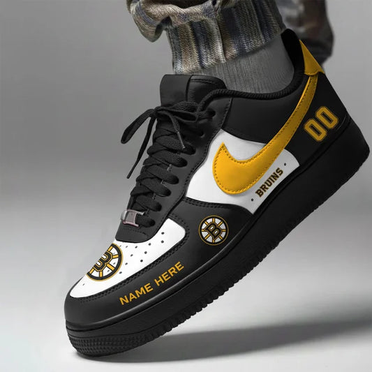 [SUPER SALE] NEW CUSTOMIZED NHL02 BTB BOSTON BRUINS AF1 SHOES