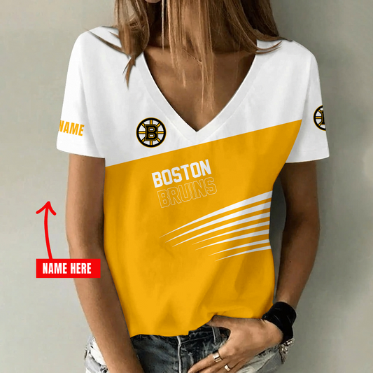 [SUPER SALE] NEW CUSTOMIZED NHL02 BTB BOSTON BRUINS V-NECK FEMALE SHIRT