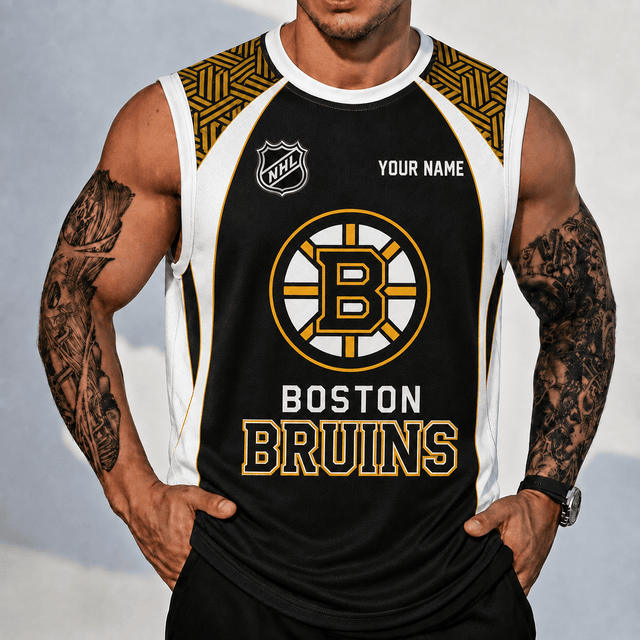 [SUPER SALE] NEW CUSTOMIZED NHL02 BTB BOSTON BRUINS TANK TOP & GYM SHIRT