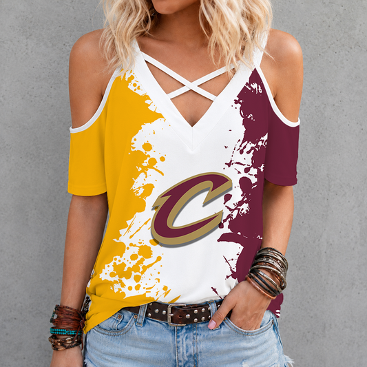 [HOT DEAL] NEW CUSTOMIZED NBA02 CCA CLEVELAND CAVALIERS CRISS CROSS V-NECK TOP