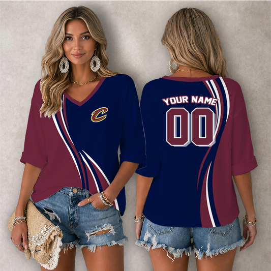 [HOT DEAL] NEW CUSTOMIZED NBA02 CCA CLEVELAND CAVALIERS WOMEN'S HEART V-NECK LONG SLEEVE SHIRT