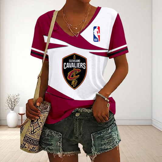 [HOT DEAL] NEW CUSTOMIZED NBA02 CCA CLEVELAND CAVALIERS V-NECK FEMALE SHIRT