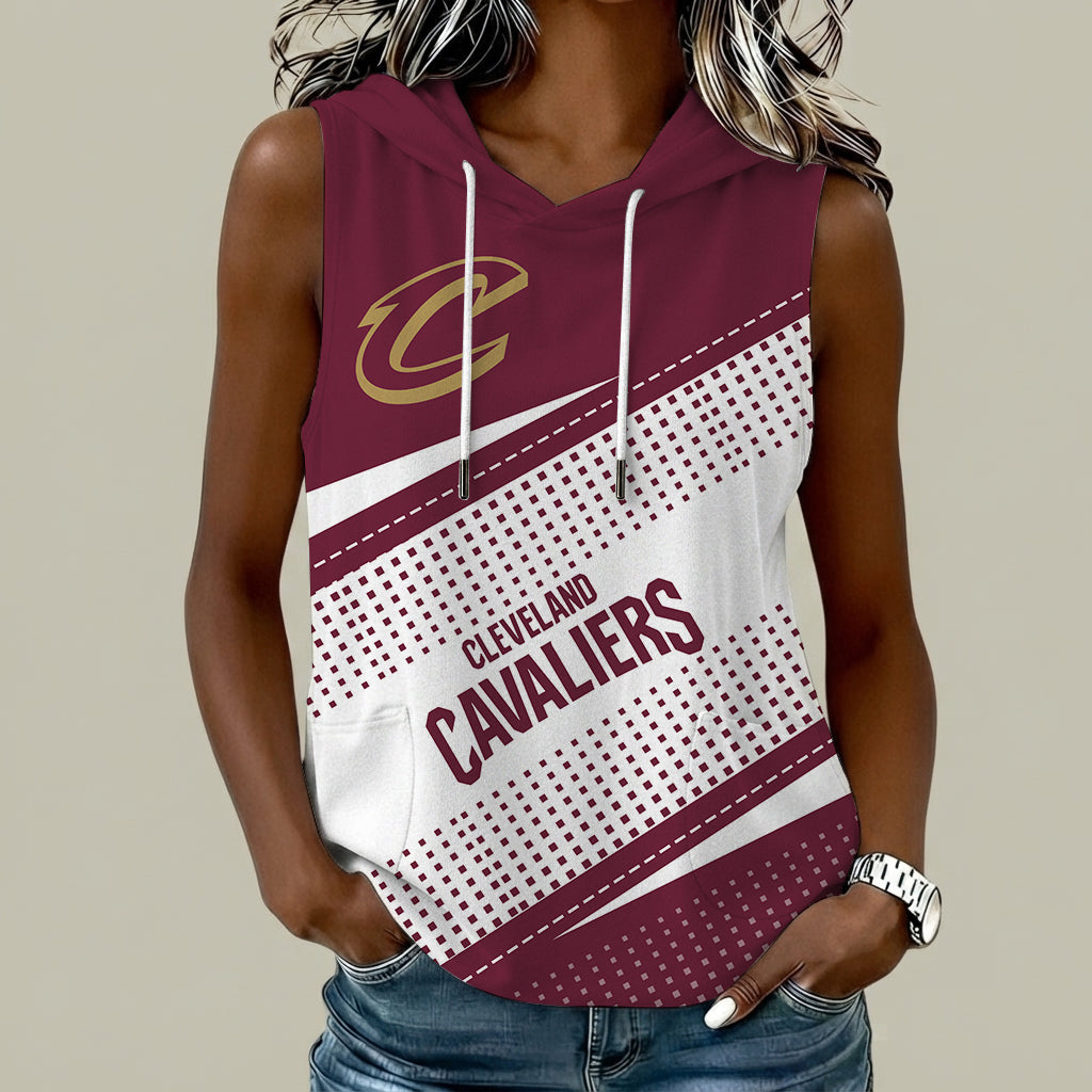 [HOT DEAL] NEW CUSTOMIZED NBA02 CCA CLEVELAND CAVALIERS  WOMEN'S SLEEVELESS HOODED POCKET TANK TOP
