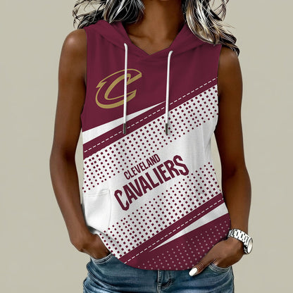 [HOT DEAL] NEW CUSTOMIZED NBA02 CCA CLEVELAND CAVALIERS  WOMEN'S SLEEVELESS HOODED POCKET TANK TOP
