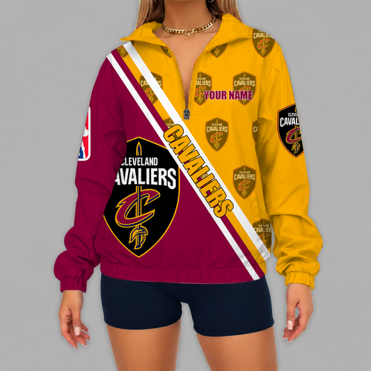 [HOT DEAL] NEW CUSTOMIZED NBA02 CCA CLEVELAND CAVALIERS V-NECK ZIPPER SWEATSHIRT JACKET
