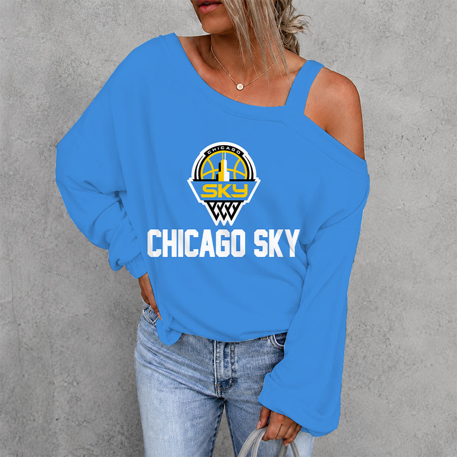 [FAN FAVORITE] NEW CUSTOMIZED WNBA02 CCS CHICAGO SKY WOMEN'S OFF-SHOULDER LONG SLEEVE SHIRT