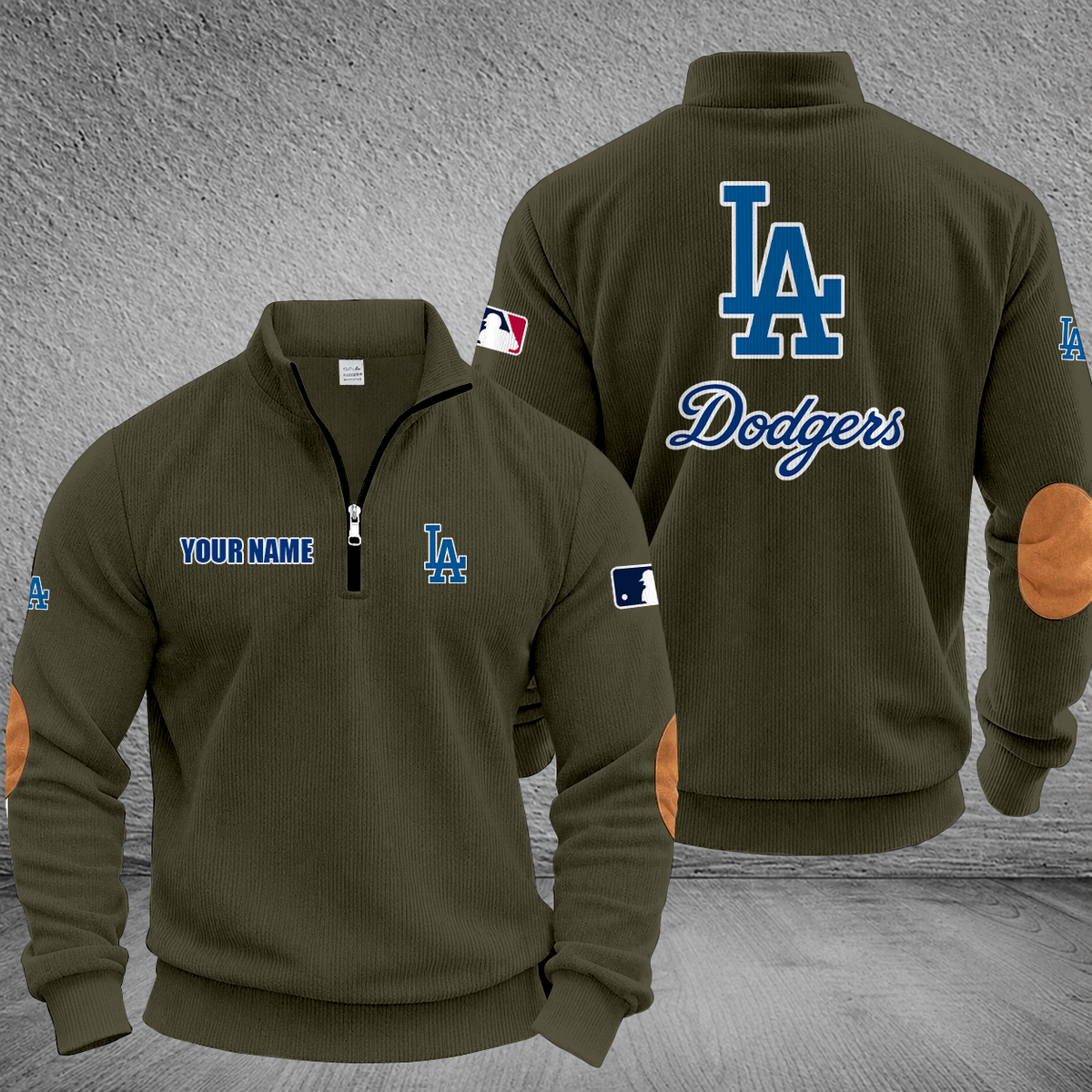 [FLASH SALE] NEW CUSTOMIZED MLB02 LAD LOS ANGELES DODGERS MULTICOLOR STRIPED QUATER ZIP SWEATSHIRT