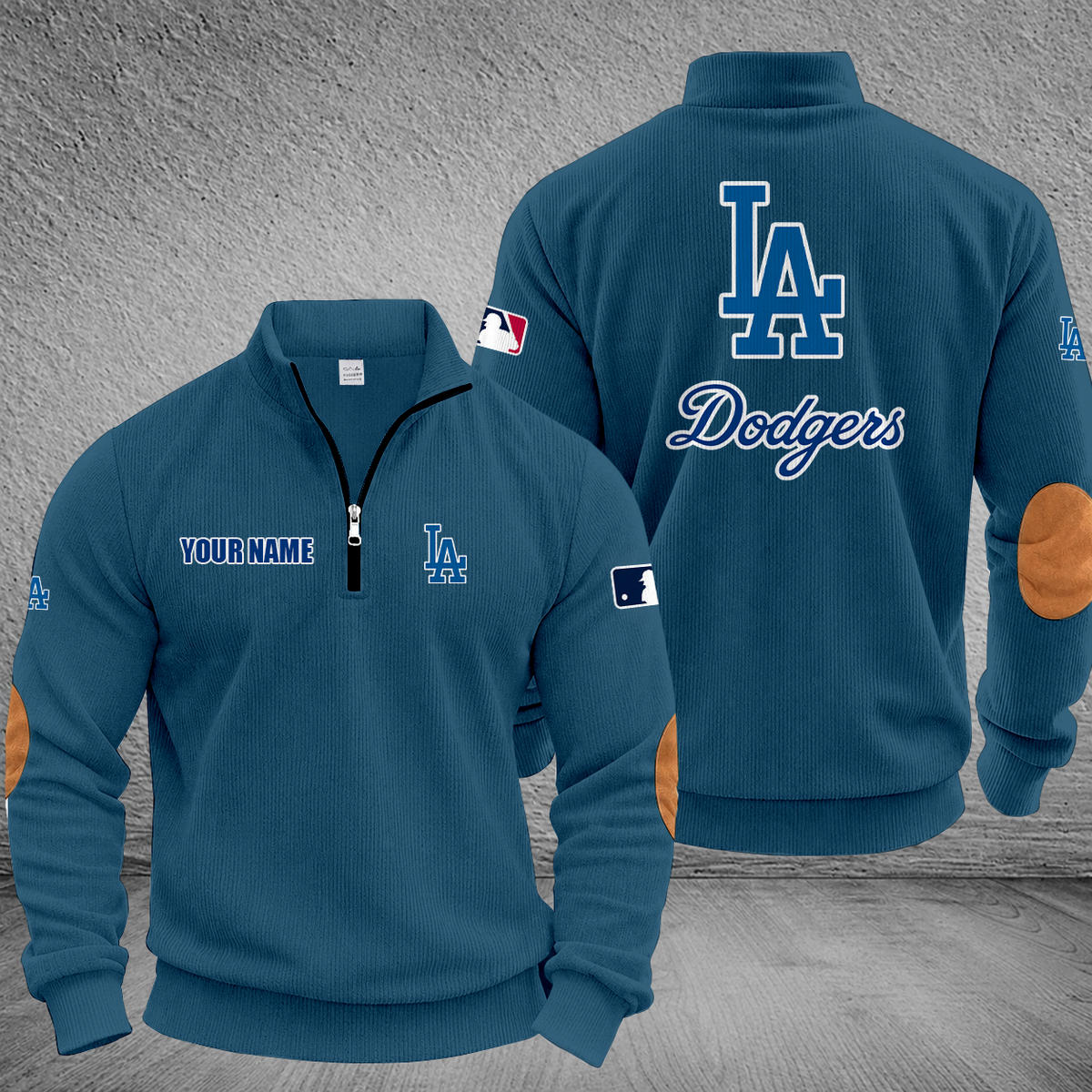[FLASH SALE] NEW CUSTOMIZED MLB02 LAD LOS ANGELES DODGERS MULTICOLOR STRIPED QUATER ZIP SWEATSHIRT