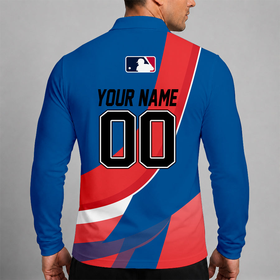 [FLASH SALE] NEW CUSTOMIZED MLB02 LAD LOS ANGELES DODGERS MEN'S LONG SLEEVE POLO