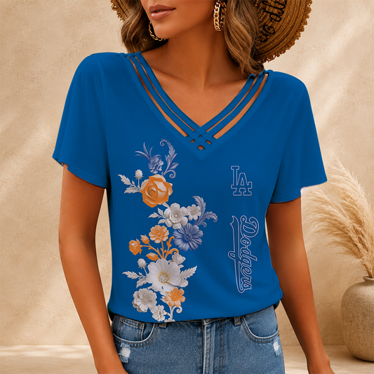 [FLASH SALE] NEW CUSTOMIZED MLB02 LAD LOS ANGELES DODGERS V-NECK SHIRT