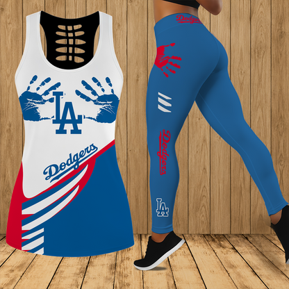 [FLASH SALE] NEW CUSTOMIZED MLB02 LAD LOS ANGELES DODGERS HOLLOW TANK TOP & LEGGINGS SET
