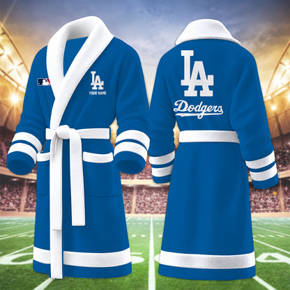 [FLASH SALE] NEW CUSTOMIZED MLB02 LAD LOS ANGELES DODGERS MULTICOLOR FLEECE BATHROBE