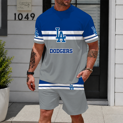 [FLASH SALE] NEW CUSTOMIZED MLB02 LAD LOS ANGELES DODGERS UNISEX T-SHIRT & SHORTS SET