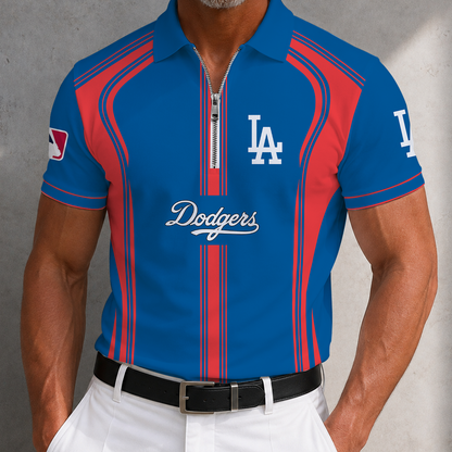 [FLASH SALE] NEW CUSTOMIZED MLB02 LAD LOS ANGELES DODGERS ZIP POLO SHIRT