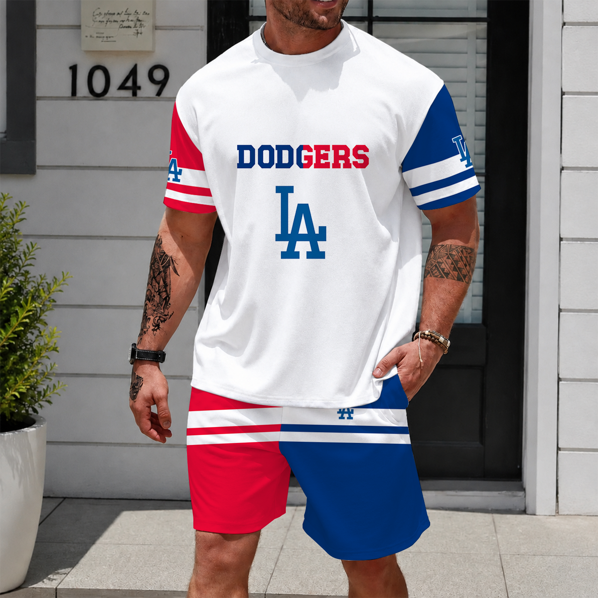 [FLASH SALE] NEW CUSTOMIZED MLB02 LAD LOS ANGELES DODGERS UNISEX T-SHIRT & SHORTS SET