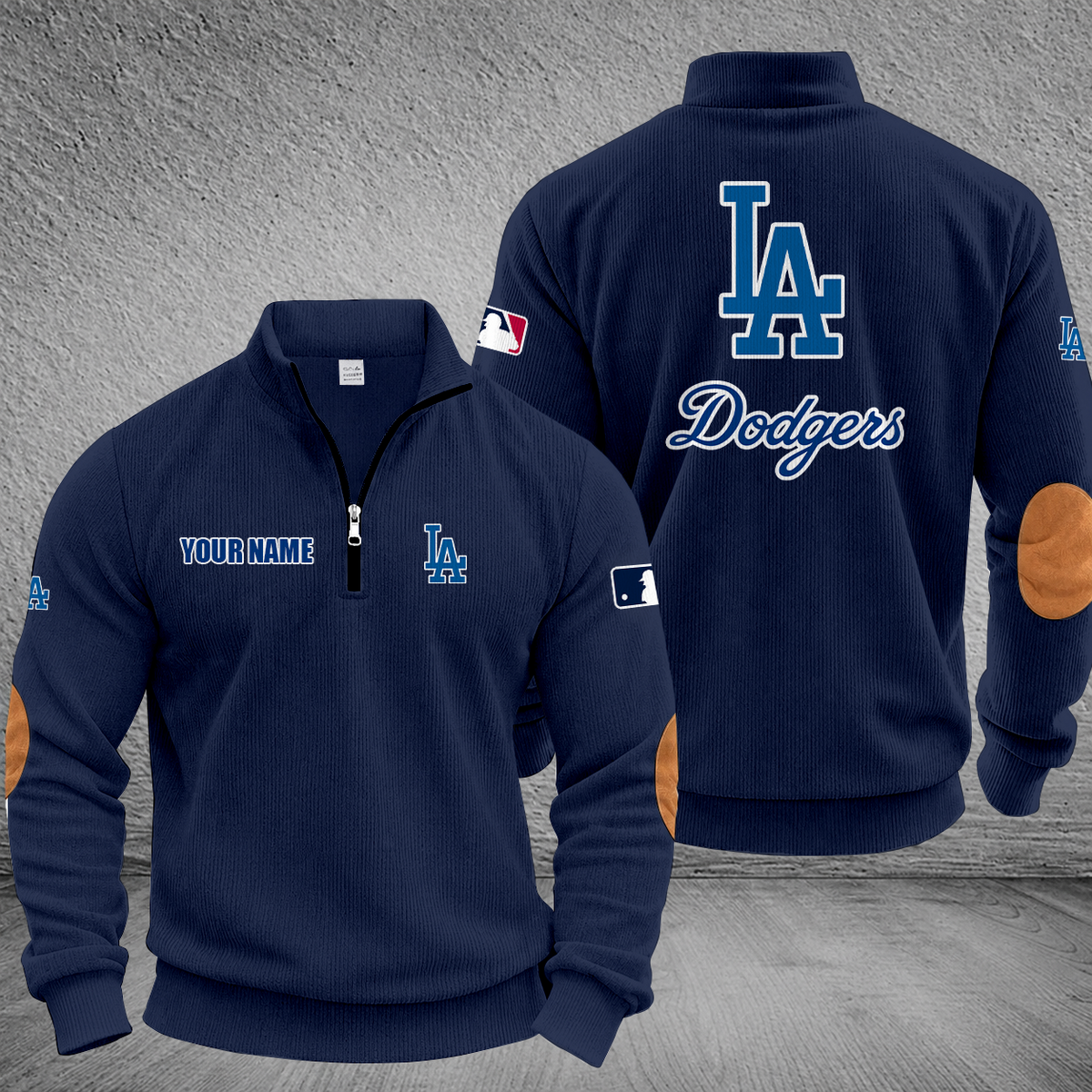 [FLASH SALE] NEW CUSTOMIZED MLB02 LAD LOS ANGELES DODGERS MULTICOLOR STRIPED QUATER ZIP SWEATSHIRT