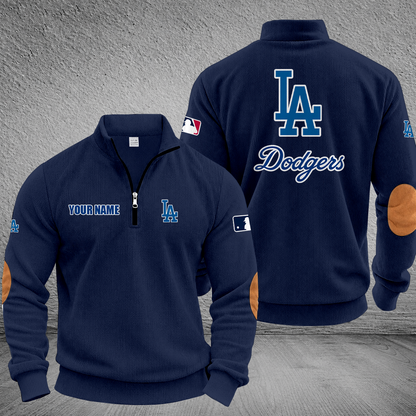 [FLASH SALE] NEW CUSTOMIZED MLB02 LAD LOS ANGELES DODGERS MULTICOLOR STRIPED QUATER ZIP SWEATSHIRT
